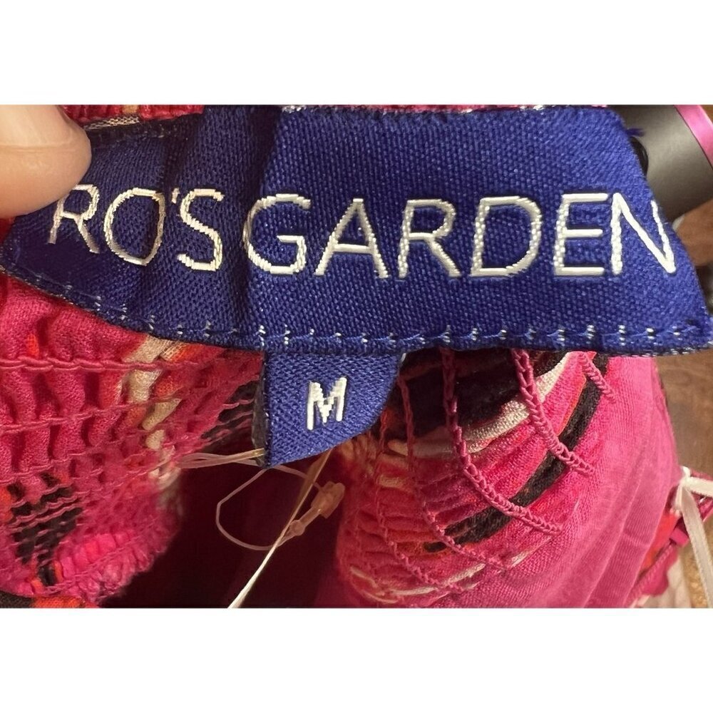Ro's Garden Denise Halter Tie Gathered Tiered Maxi Dress Medium Pink $295 - Picture 8 of 9